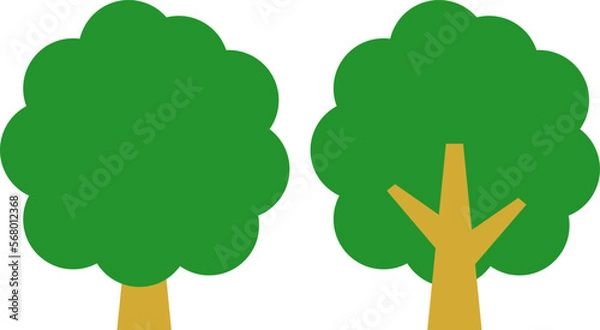 Fototapeta 木のシンプルなカラーイラストアイコン