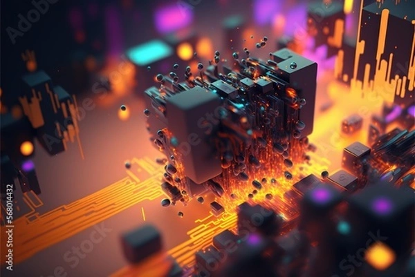 Obraz Digital illustration about Computer and Technology. Generative AI.