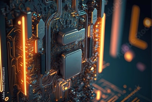 Obraz Digital illustration about Computer and Technology. Generative AI.