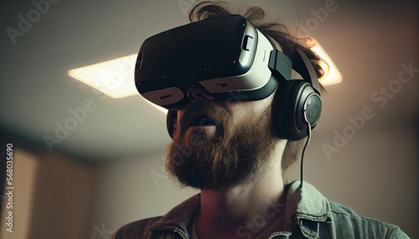 Obraz Man using virtual reality headset tech