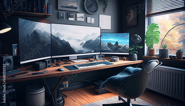 Obraz workspace setup, creative and innovative, office environment