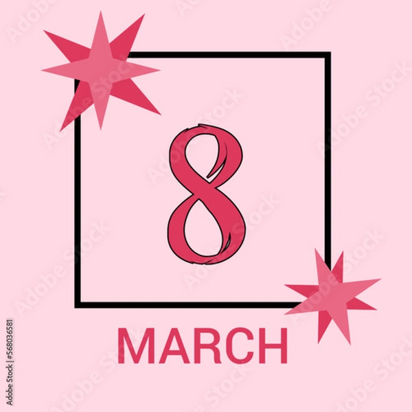 Fototapeta Postcard with text 8th of March. Holiday design