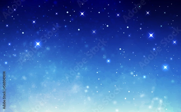 Fototapeta キラキラした水彩風の星空背景