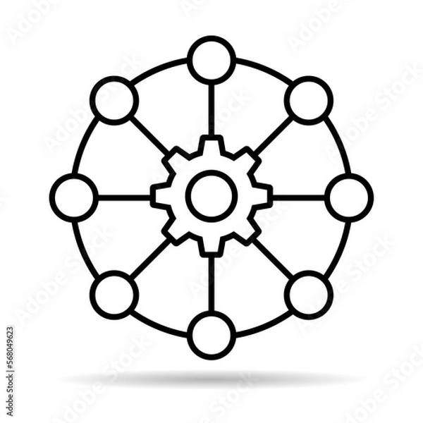 Fototapeta Multichannel digital design shadow icon, omnichannel flat web symbol, internet vector illustration