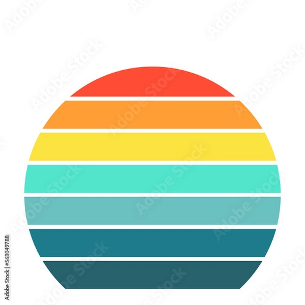 Fototapeta Sun 80s in retro style. Retro sunset collection. Set
