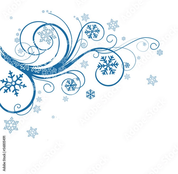Obraz winter floral background with snowflakes