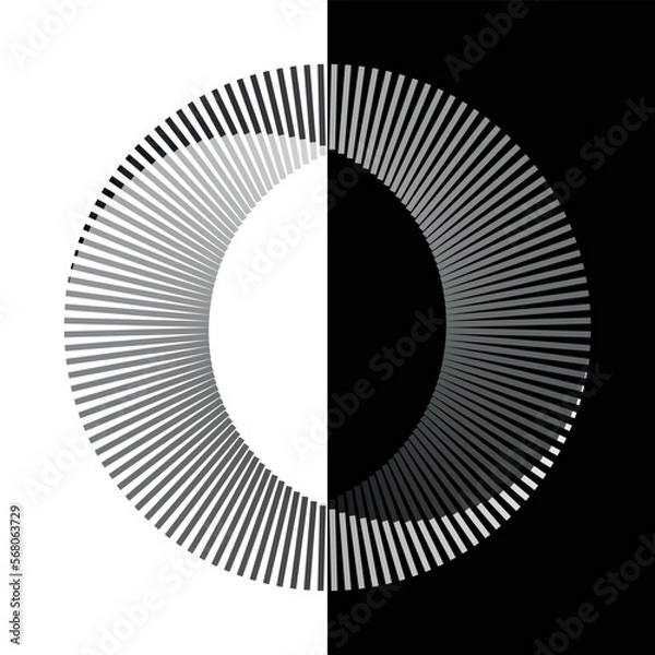 Fototapeta Black and white lines abstract background. Yin and yang symbol. Day and night concept.