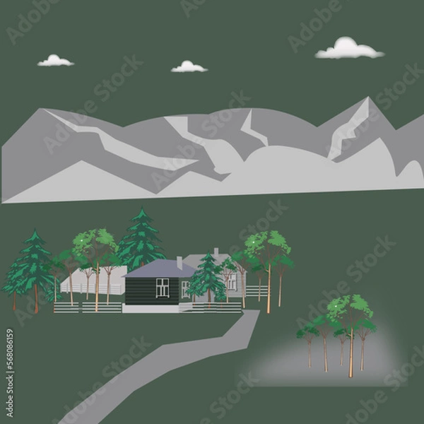 Obraz Colorful illustration. Vector design. Natural background. Natural forest landscape. 