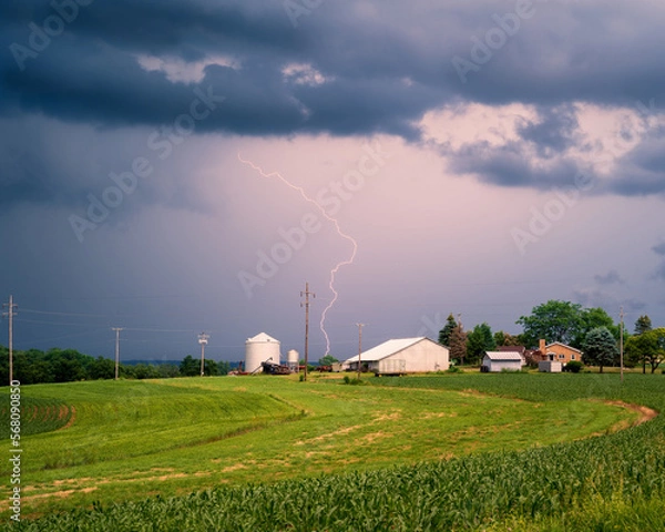 Obraz Lightning strike over the farm