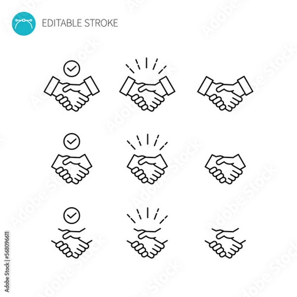 Obraz 握手のラインアイコンセット