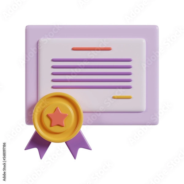 Obraz certificate icon illustration 3d rendering