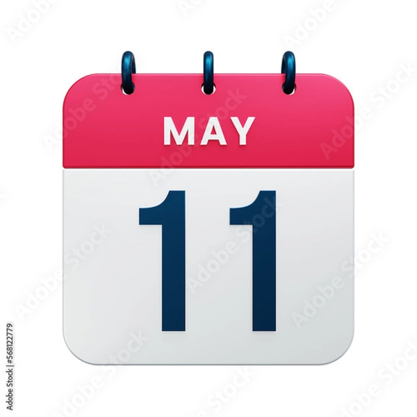Obraz May Realistic Calendar Icon 3D Rendered Date May 11