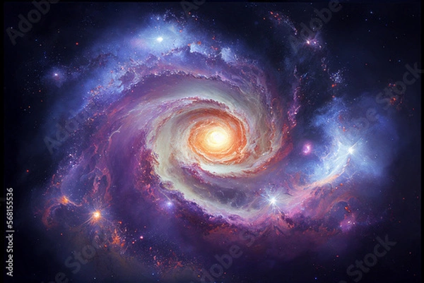 Obraz Galaxy swirl space colorful galaxy illustration Generative Ai