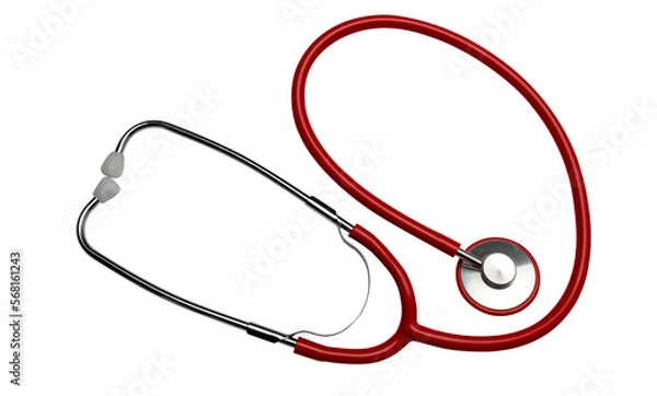 Fototapeta red stethoscope isolated with transparent background. medical tool