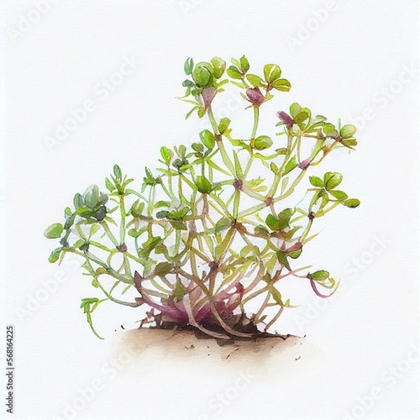 Fototapeta Watercolor Alfalfa Sprouts Isolated on White Background. Generative AI