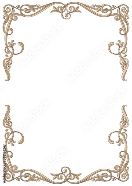 Fototapeta Decorative frame border with branches and leaves