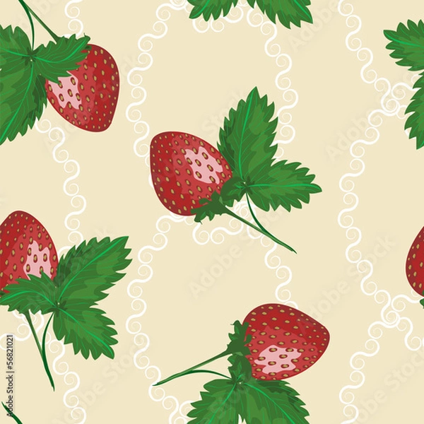 Fototapeta Seamless pattern with strawberry
