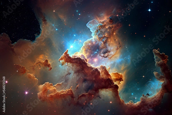 Fototapeta Nebula Stars space colorful galaxy illustration Generative Ai