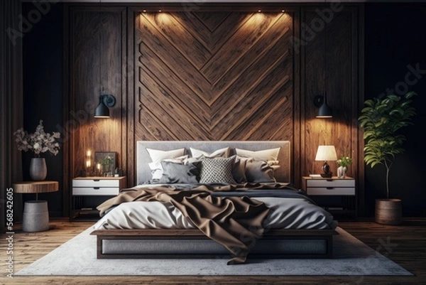 Fototapeta Luxury interior cozy bedroom 