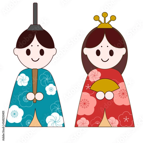 Fototapeta ひな祭りイラスト　雛人形お内裏様お雛様