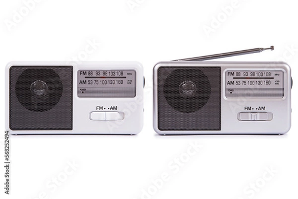 Obraz Portable retro radio isolated on white background