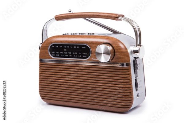 Obraz Portable retro radio isolated on white background