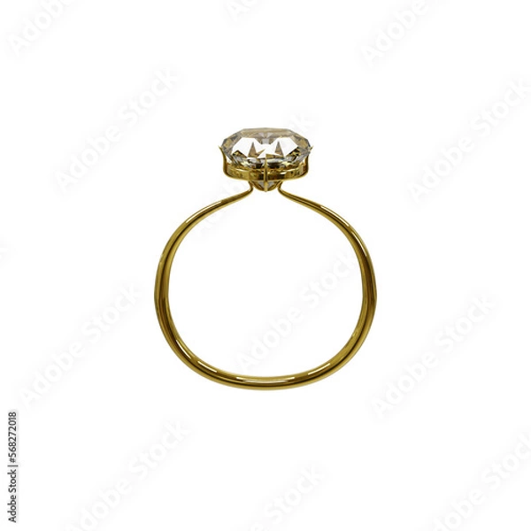 Obraz 3D Gold diamond Ring isolated on white background.