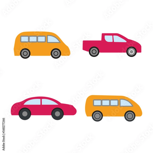 Fototapeta car transportation icon  set  color vector illustration design logo template flat style trendy collection