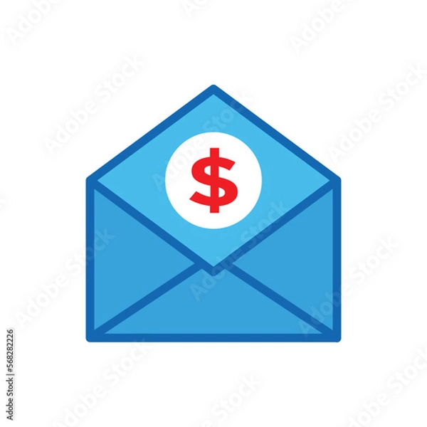 Fototapeta e mail, envelope icon color vector illustration design logo template flat style trendy collection