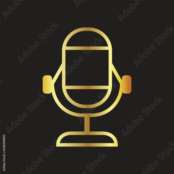Fototapeta gold microphone icon  vector illustration design logo template flat style trendy collection