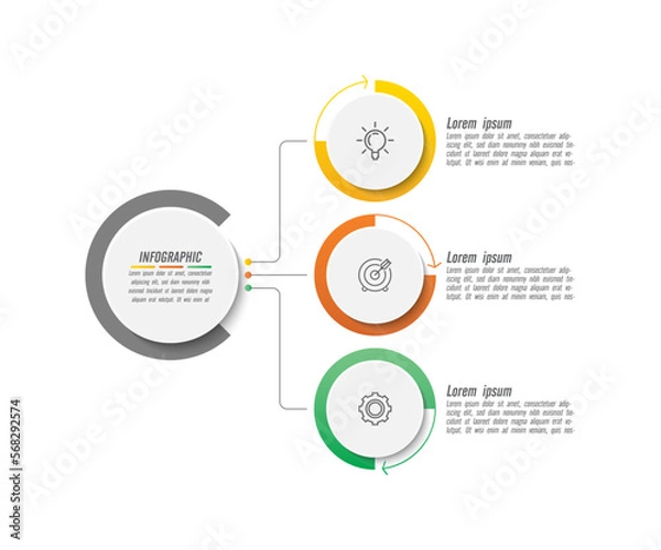 Fototapeta Gradient infographic business element design with 3 step