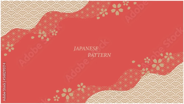 Obraz 和柄の背景イラスト　赤