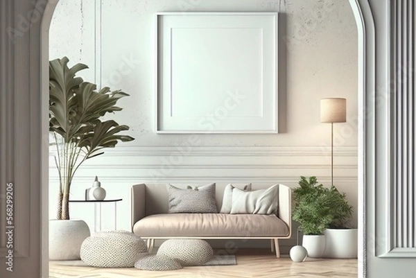 Fototapeta The Perfect Accent for Your Bright Room A Mock-Up Frame 3D Render