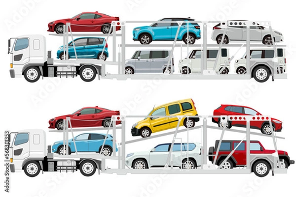 Fototapeta 販売店へ色々な車種を運ぶキャリアカー