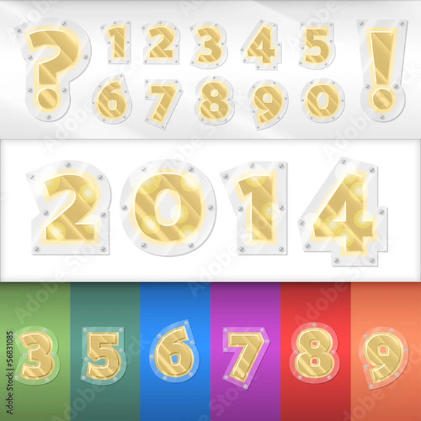 Obraz Vector alphabet golden numbers