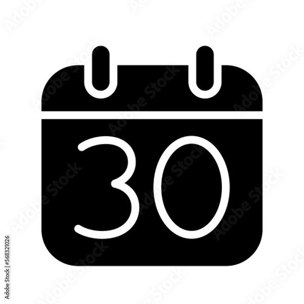 Fototapeta Silhouette calendar 30 dates isolated vector illustration