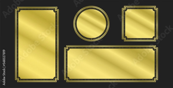 Fototapeta set of blank gold ornate border frame vector