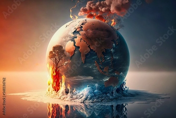 Fototapeta Global warming, climate catastrophe, climate summit. Generative AI