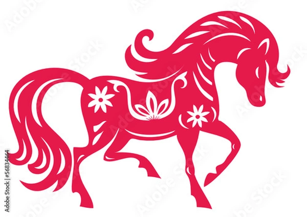 Obraz Horse zodiac. Chinese Paper-cutting .