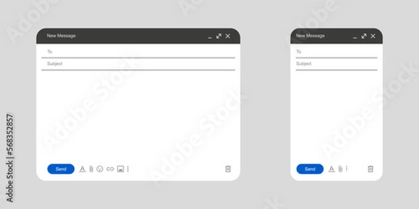 Fototapeta Compose email window template vector. Email ui design editable. Blank email interface mockup.