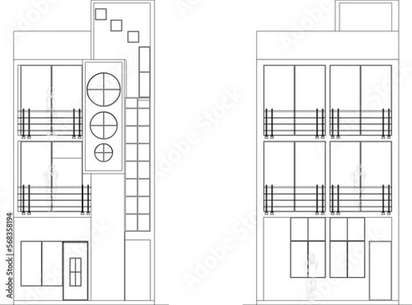 Obraz Modern minimalist shop house illustration vector sketch