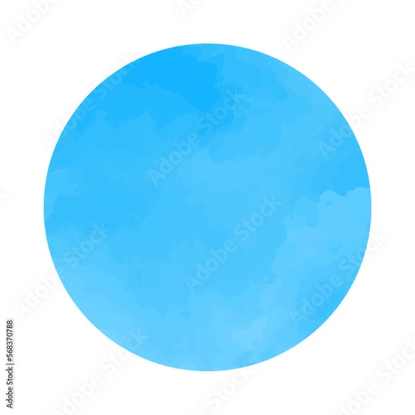 Fototapeta きれいで使いやすい水彩風の円　青　水色