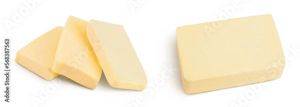 Fototapeta butter isolated on white background with full depth of field. Top view. Flat lay