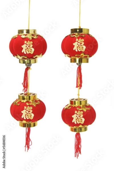 Obraz Chinese Lanterns on White Background