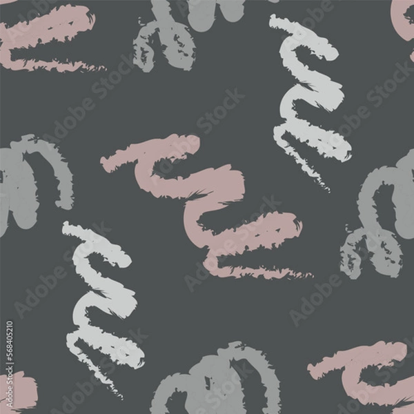 Obraz Abstract seamless pattern with swirls, ribbons on a gray background.