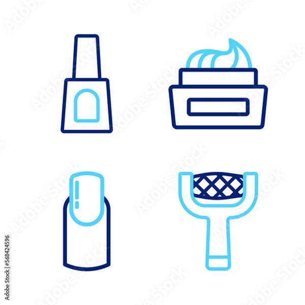 Fototapeta Set line Nail file, manicure, Bottle of nail polish and icon. Vector