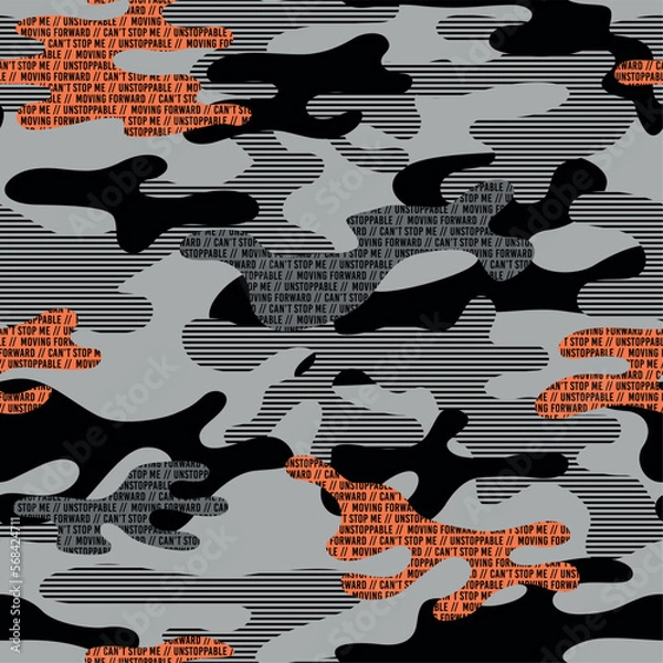 Obraz Camo with modern typography print seamless pattern