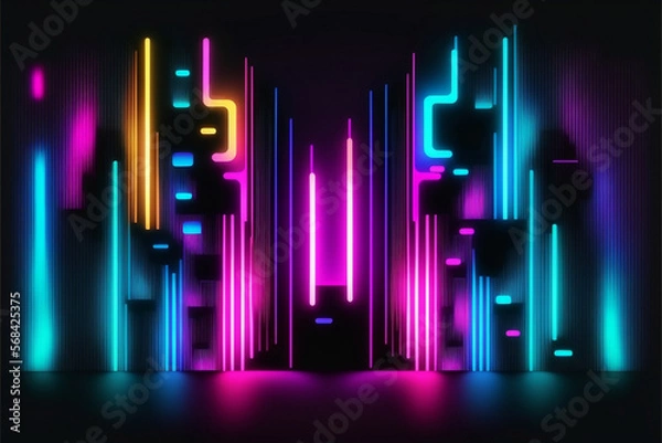 Obraz abstract background with cyberpunk neon dj drop pattern