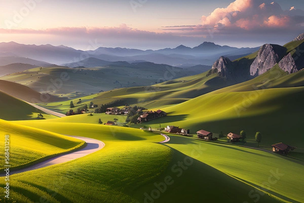Obraz landscape with mountains and clouds