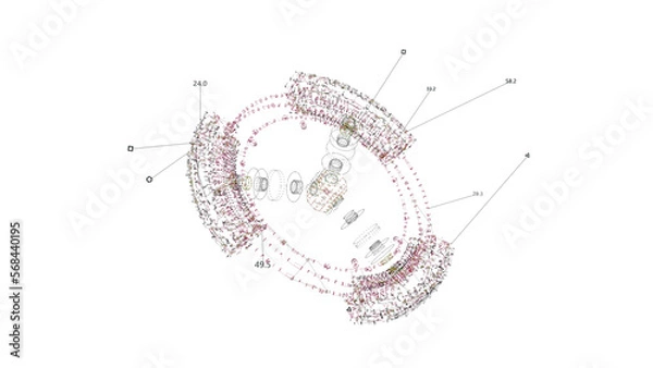 Obraz Space Station Model UI Screen. Space Object HUD.